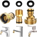 3pcs adaptateur tuyau arrosage robinet cuisine, raccord tuyau d'arrosage 15 / 21, adaptateur robinet ...