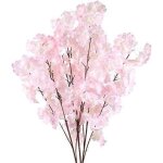 3pcs bouequet fleur cerisier artificielle branche 100cm fausses fleur synthetique de sakura en tissus ...