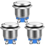 3pcs bouton poussoir momentan� bornes � vis en acier inoxydable bouton �tanche � l'eau 19mm 2a 12v / ...
