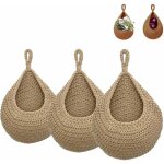 3pcs corbeille a fruit suspendue, panier de fruits et legumes suspendu au mur, panier mural en jute tress� ...