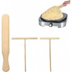 3pcs etaleur crepe bois, spatule crepe etaleur pate a crepe poele bois, r�teau cr�pe spreader multifonction ...