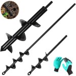 3pcs mche jardin tariere pour perceuse  80mm300mm +  40mm420mm +  40mm220mm foreuse jardin en ...