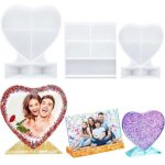 3pcs moule resine epoxy - moules silicone en r�sine pour cadre photo forme de coeur et carr�s - pour ...
