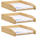 3x corbeilles à courrier empilables, papier format a4, bureau, range - documents & lettres, bambou, 6x25x33cm, ... 3x corbeilles à courrier empilables, papier format a4, bureau, range - documents & lettres, bambou, 6x25x33cm, ...