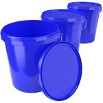 Fixedbyu - 3x seau avec couvercle seau  vide en plastique poigne 15, 9l alimentaire bleu clair