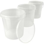 Fixedbyu - 3x seau avec couvercle seau vide en plastique poigne 15, 9l qualit alimentaire naturel
