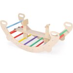 4 en 1 chaise � bascule en bois enfant avec si�ge amovible, arche d'escalade montessori avec poign�e, ...