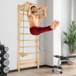 4 en 1 espalier en bois avec 8 barres pour exercicer � domicile 80 x 60 x 220 cm charge 100 kg 12 accessoires ...