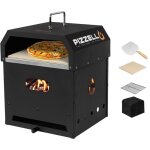 4 en 1 four � pizza ext�rieur � bois 2 couches d�tachable avec pierre � pizza, pelle � pizza, couvercle, ...