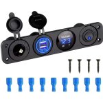 4 en 1 marine switch panel, 12v 4. 2a dual usb socket chargeur prise de courant et led voltm�tre et allume ...