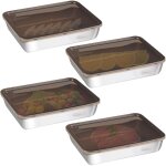 4 bacs inox 2200 ml empilables avec couvercle, bo�tes alimentaires inox pour r�frig�rateur / cuisine ...