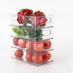 4 bo�tes de rangement empilables pour r�frig�rateur, transparentes, pour plan de travail, pour fruits ...