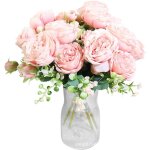 4 bouquets de pivoines artificielles rose p�le - d�coration florale artificielle, composition pour table ...