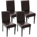 Hhg - jamais utilis] lot de 4 chaises de sjour littau, simili - cuir, marron, pieds foncs
