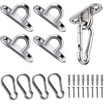 4 crochet de plafond, acier inoxydable plaques � oeil oblongues pour balan�oires de yoga hamacs auvent ...