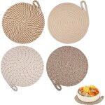 4 dessous de plats r�sistants � la chaleur pour plats chauds, dessous de verre en coton tiss�, dessous ...