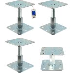 4 embases pieds de poteau réglables - platine 100x100mm - ht100 à 150mm - m20 - acier galvanisé à chaud ... 4 embases pieds de poteau réglables - platine 100x100mm - ht100 à 150mm - m20 - acier galvanisé à chaud ...