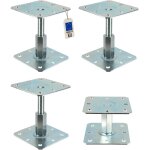 4 embases pied de poteau réglables - platine 130x130mm - m20 - acier galvanisé à chaud - ht100 à 150 ... 4 embases pied de poteau réglables - platine 130x130mm - m20 - acier galvanisé à chaud - ht100 à 150 ...