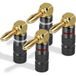 4 fiches banane 90� 4 mm plaqu�es or, connecteurs pour amplificateur, enceintes, audio st�r�o