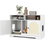 4 in 1 meuble litiere chat, cache litiere chat double portes, 2 compartiments, planche et 2 tapis � griffer ...