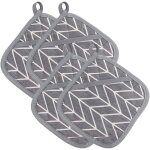 4 maniques en coton avec silicone antid�rapant, carr�es, r�utilisables, pour cuisine et p�tisserie