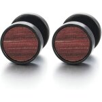 4 noir cercle boucles d'oreilles avec bois homme femme - bouchon jauge faux cheater fake gauges plugs ...