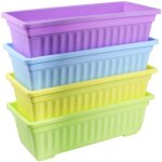 4 paquets de 17 pouces bo�te fen�tre � fleurs jardini�res en plastique pour rebord fen�tre, patio, jardin, ...