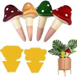 4 pcs arrosoirs automatiques pour plantes, champignon d'arrosage en c�ramique avec 10 pcs etiquettes ...