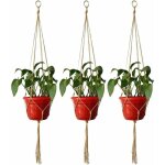 4 pcs suspension macram� pour plante, corde de coton plante cintre, tiss�s � la main porte pot de fleurs ...