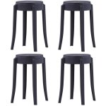 Design in - 4 pcs tabourets empilables noir plastique cfw84061