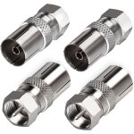 4 pices connecteur d'antenne tv f mle vers tv femelle prise d'antenne tv adaptateur coaxial pour cbles ...