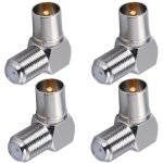 4 pi�ces connecteur coaxial d'antenne tv � 90 degr�s prise m�le vers f femelle adaptateur � angle droit ...