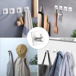 4 pi�ces crochet adhesif mural en acier inox, crochets adh�sifs muraux salle de bains cuisine, inox pat�re ...