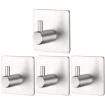 4 pices crochet adhesif mural en acier inox, crochets adhsifs muraux salle de bains cuisine, inox patre ...