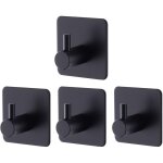 4 pices crochet adhesif mural noir, crochets adhsifs muraux salle de bains cuisine, inox patre murale ...