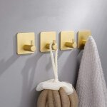 4 pi�ces crochet adhesif mural pat�re murale 45mm or crochets salle de bain acier inoxydable accroche ...