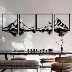 4 pices dcoration murale en mtal dcoration murale en mtal fort de montagne art mural en mtal maison ...