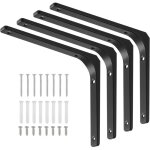4 pices querre tagre de fixation noir, supports d'tagre murale, querre murale en forme de l avec ...