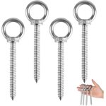 4 pi�ces gros boulon m10 x 60mm, oeillet a visser heavy duty en acier inoxydable, anneau de levage argent� ...