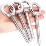 4 pi�ces gros boulon m10 x 80mm, oeillet a visser heavy duty en acier inoxydable, anneau de levage argent� ...