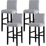 4 pi�ces housse de chaise de tabouret de bar couverture de chaise de pub amovible et extensible gris ...