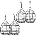 4 pi�ces mangeoires pour oiseaux sauvages?mangeoire oiseaux suspendue?m�tal boule de graisse oiseaux ...