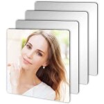 4 pi�ces miroir autocollant, 20 x 20 cm acrylique miroir adh�sif porte, miroir collant muraux carr�s ...