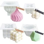 4 pices moules  bougies en silicone, moule pour bougie  bulles, moules de cuisson au chocolat antiadhsifs ...