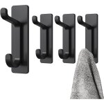 4 pi�ces noir, crochet adhesif mural, porte serviette salle de bain, accroche torchon cuisine, porte ...