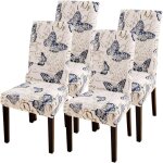 4 pices(papillon) , housse de chaise extensible , moderne housse de chaise salle  manger, amovible ...