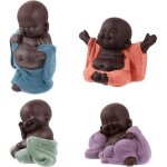 4 pi�ces petit bouddha statue bouddha statue moine figurine th� art ornement