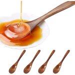 4 pi�ces petite cuill�re en bois - cuill�re � caf�, olivier, miel, �pice, cuisine, soupe (bois naturel) ...