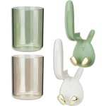4 pi�ces porte - brosse � dents, oreille de lapin support brosse a dent �lectrique avec 2 godets de rin�age ...