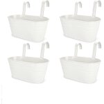 4 pi�ces pots de fleurs suspendus en m�tal, pots jardiniere balcon avec trou de drainage, jardiniere ...